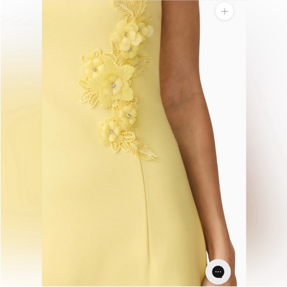 elliatt evee yellow 3d floral applique strapless fitted maxi dress medium NEW - Picture 7 of 14